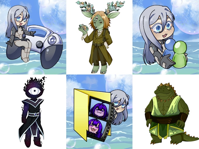 draw anime character illustration, portrait, or pfp as chibi