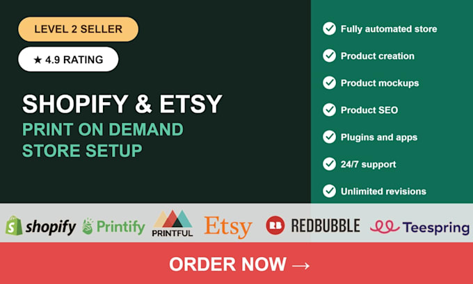 build your print on demand shopify etsy store ready to sell and product design