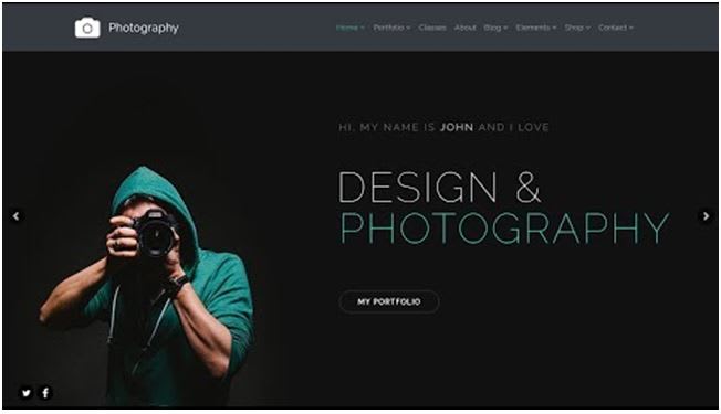 design photography, portfolio website with booking functionality