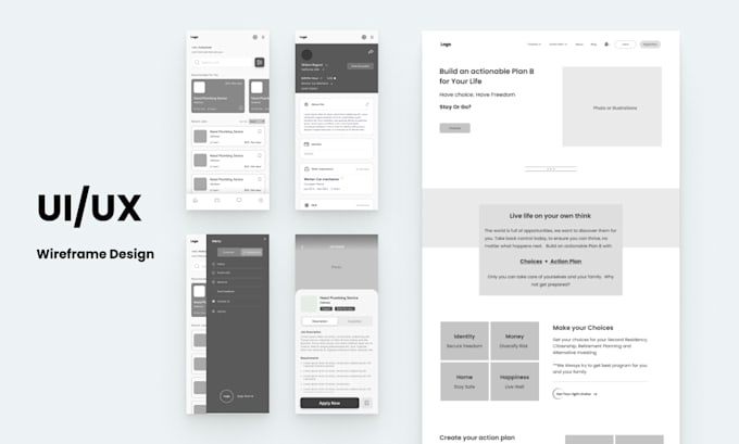 design wireframe of your mobile app or website