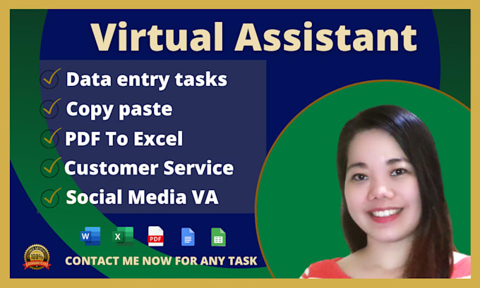 be your virtual assistant for admin, typing, copy paste, excel and data entry