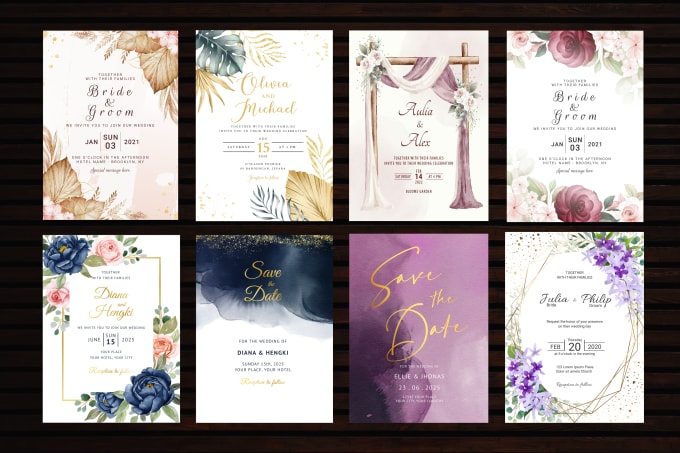 100 Personalized Custom Bride and Groom Bridal Wedding Invitations Set 