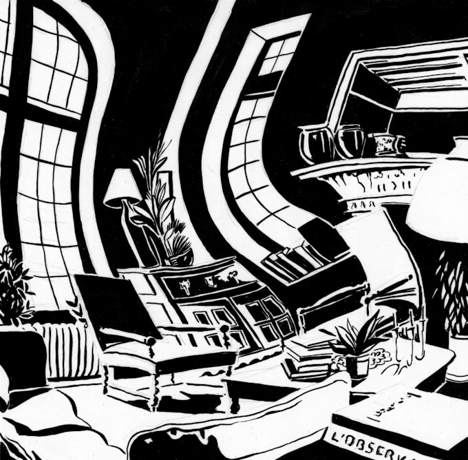 draw a dark and striking illustration