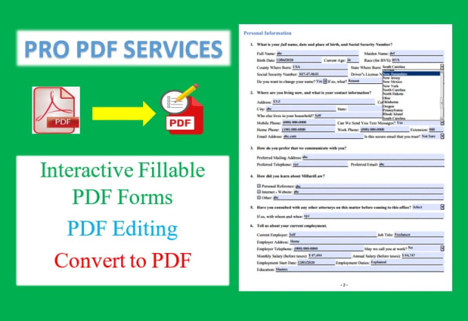 Hire a freelancer to design edit and convert to fillable PDF