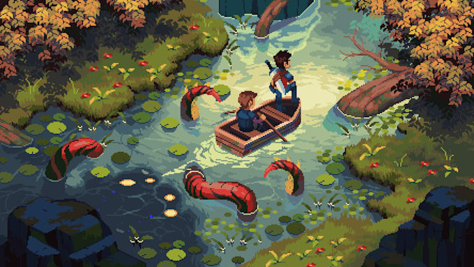make pixel art scene or background