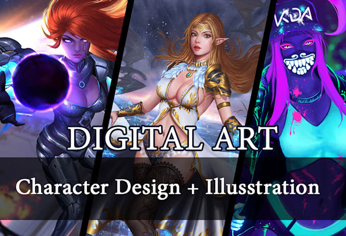 draw character in digital art, card games illustration