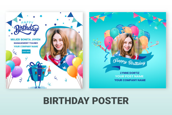 create formal birthday poster or banner designs in 24 hours