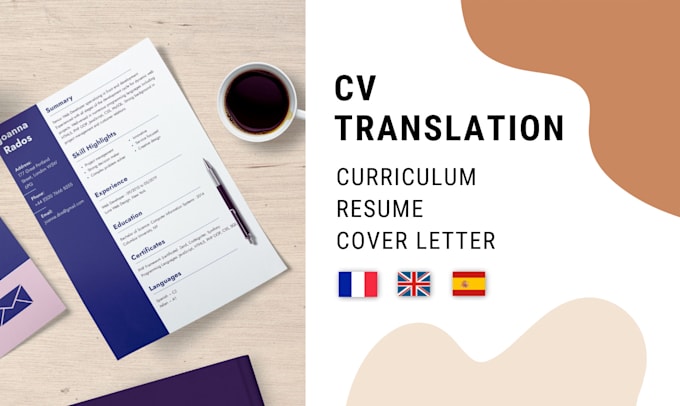 translate your CV to english, french or spanish