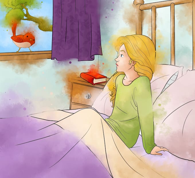 make watercolor children story book illustrations for you