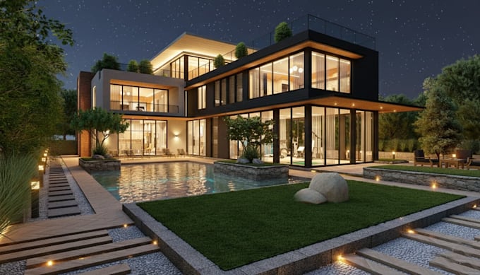 create realistic residential exterior 3d renderings