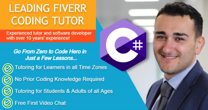 Teach you how to code in c sharp by Kylosun | Fiverr image.