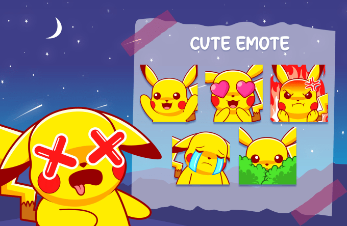 Hire a freelancer to create cool pokemon emotes for your twitch, youtube, discord