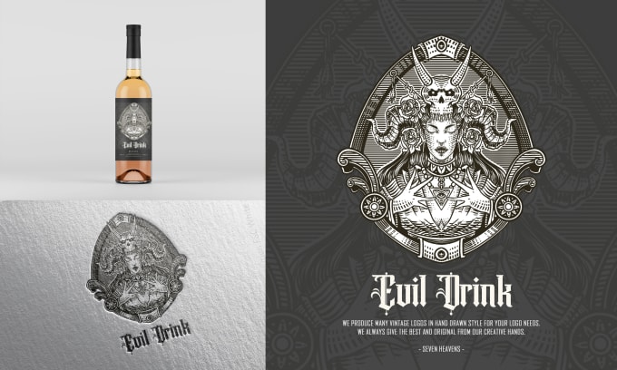 I will design amazing vintage logo with hand drawn illustration