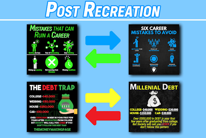 recreate 3 original instagram and facebook post