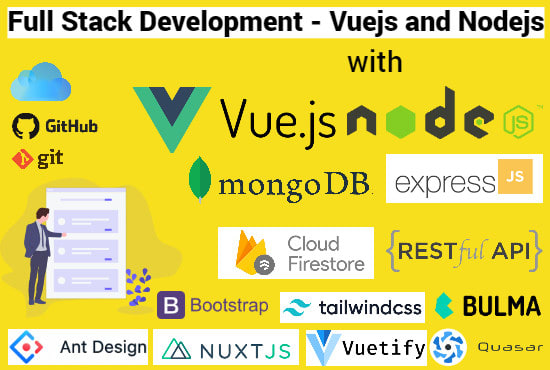 build web app with vuejs, nuxt, nodejs, mongodb, javascript