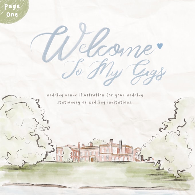 draw venue wedding stationery and invitations illustration