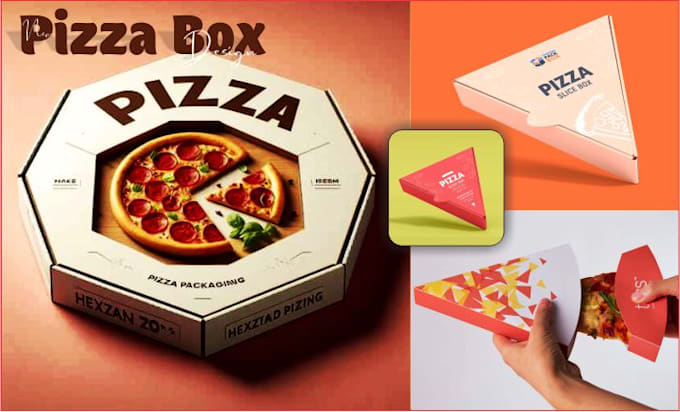 design a pizza box,  burger, and slice pizza box,  offer