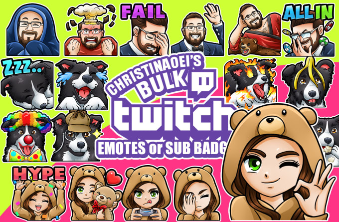 draw awesome twitch or kick emotes or sub badges in bulk for you