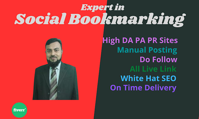 put forward 50 social bookmarking submission in high da sites manually