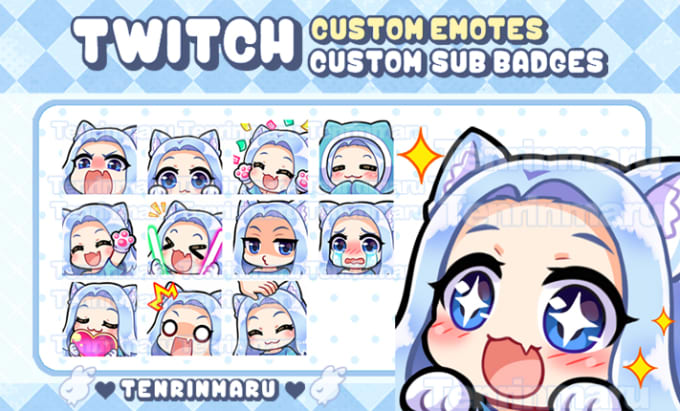 draw cute custom twitch emotes and badges  Twitch Anime chibi Cute