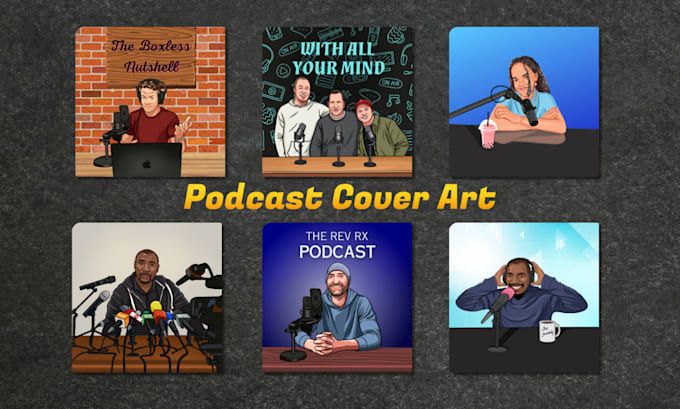 design unique cartoon podcast cover art, logo, and thumbnail