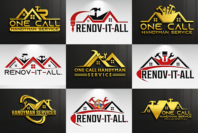 do home renovation, roofing, remodeling, and handyman logo