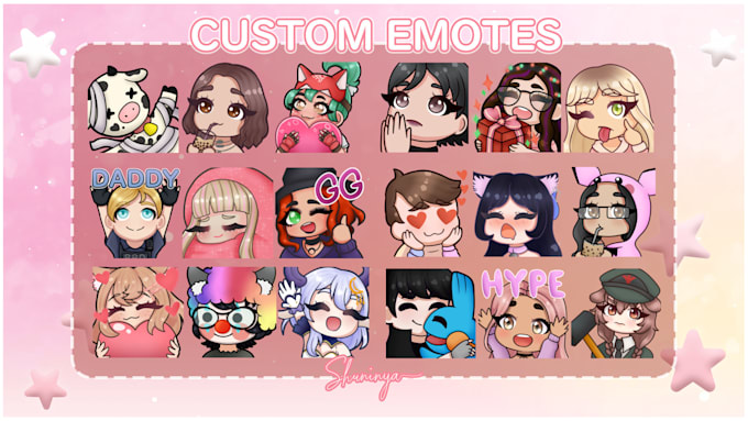 make you cute chibi emotes or badges for twitch or discord