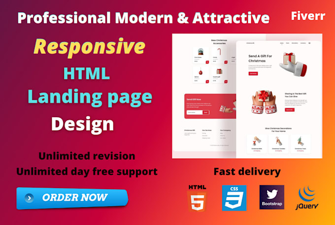 Create responsive html landing page design by Desinger_rc | Fiverr