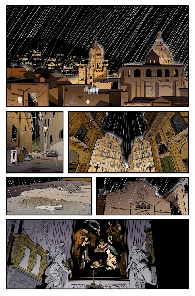 draw you a comic page in my style based on your script and characters