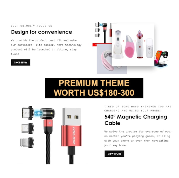 create one product shopify dropshipping store website
