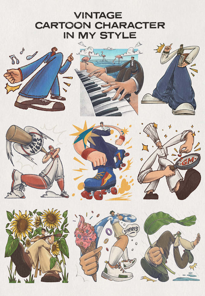 draw vintage cartoon characters in my style