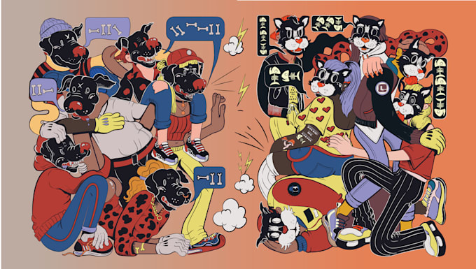 draw a 30s cartoon psychedelic illustration