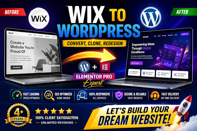convert, transfer, clone wix, squarespace, weebly to wordpress website
