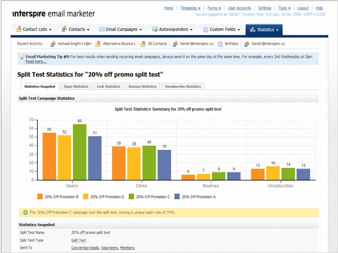 do installations of sendy, interspire email marketer