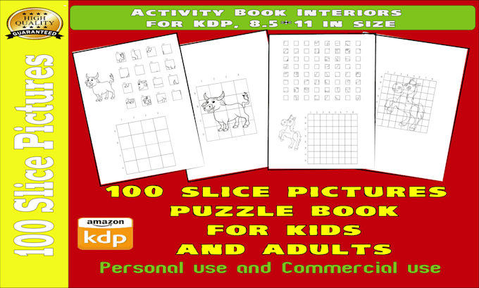 create 100 slice pictures puzzle book for kids and adults