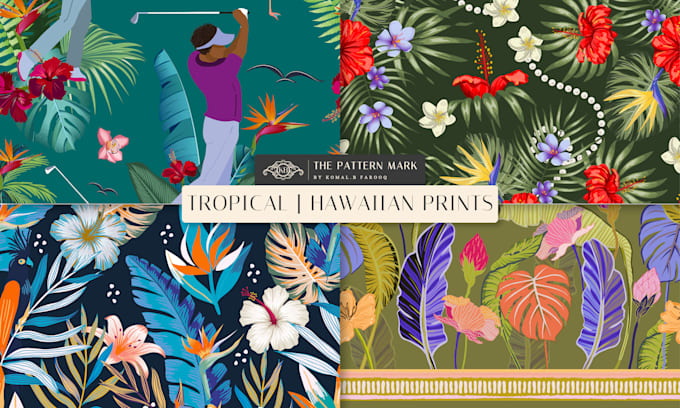 create tropical print and hawaiian seamless pattern design