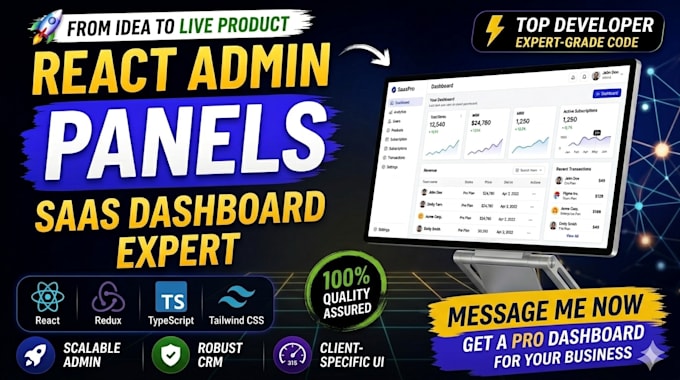 design and develop react admin panels for your applications