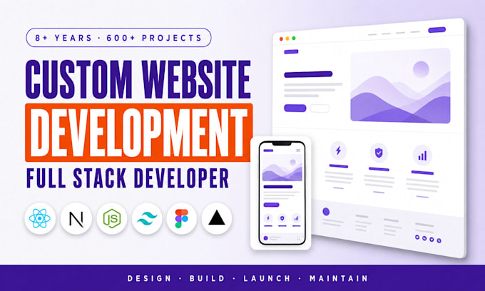 do custom website development as full stack web developer, react next js