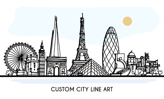 draw custom building, city skyline or storefront line art from your photo