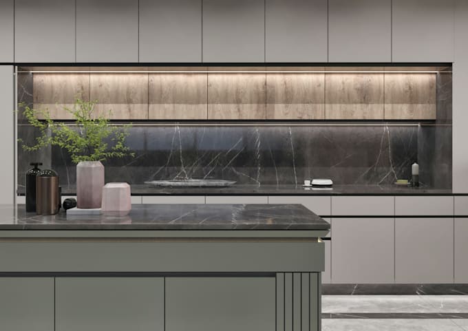 design and render all interiors and kitchen and bathroom