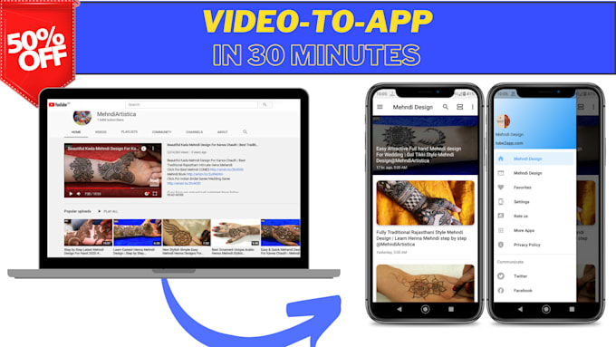 turn youtube channel to android app bring more views add admob by samiulislam862 fiverr