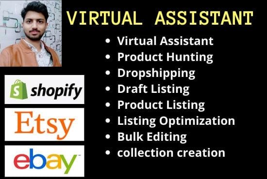 be virtual assistant product listing on amazon, ebay, shopify and ecommerce