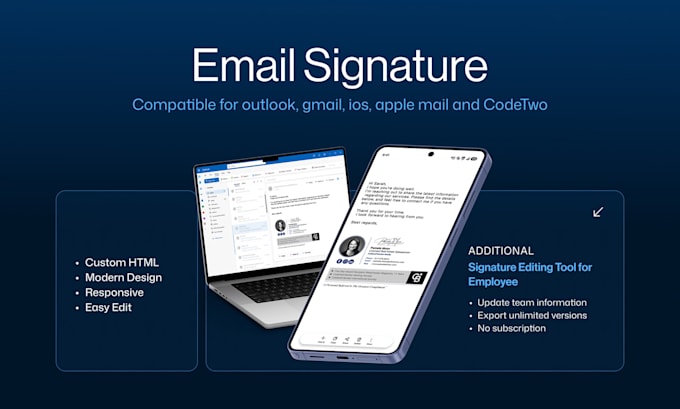 design modern email signature and animated signature in html