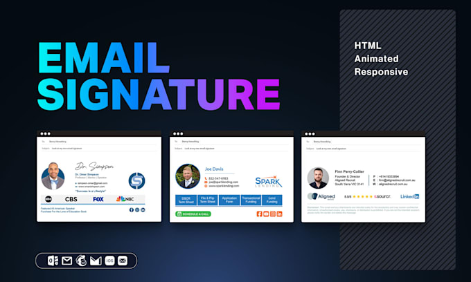 design responsive email signature or email footer in 24 hours