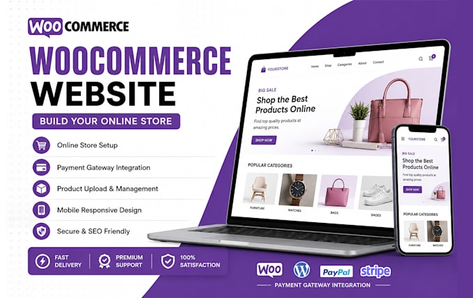 build a professional woocommerce website or online store