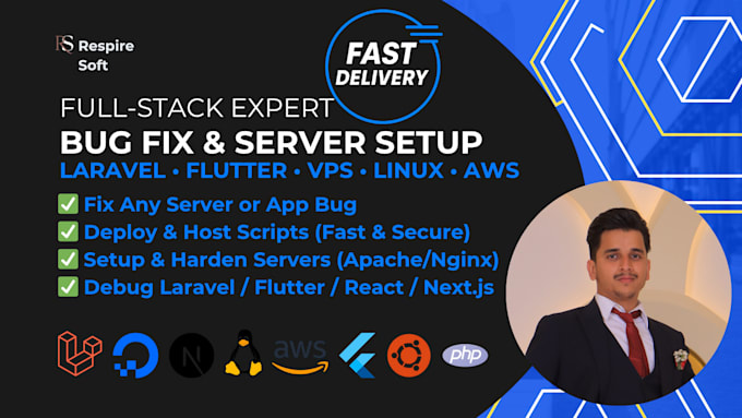 fix laravel, flutter, or server bugs fast or deploy scripts