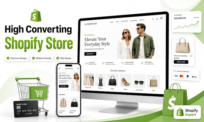 design a shopify website, shopify store, and ecommerce website