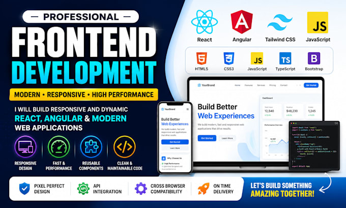 be your front end web developer html css bootstrap and js
