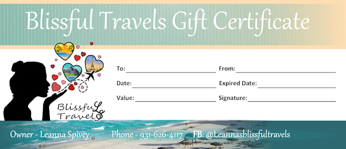 design a gift certificate, coupon, gift card, or voucher