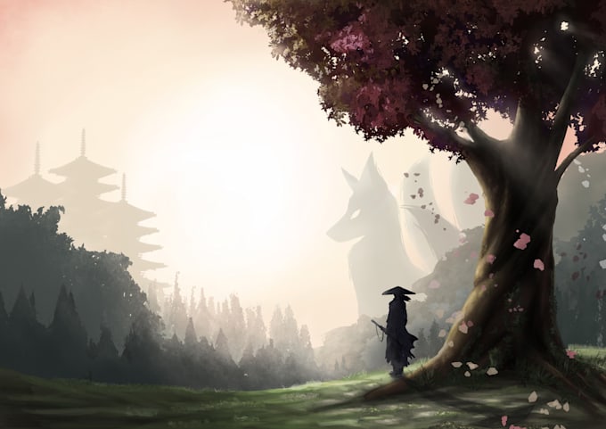 create stunning fantasy background and scenery illustration
